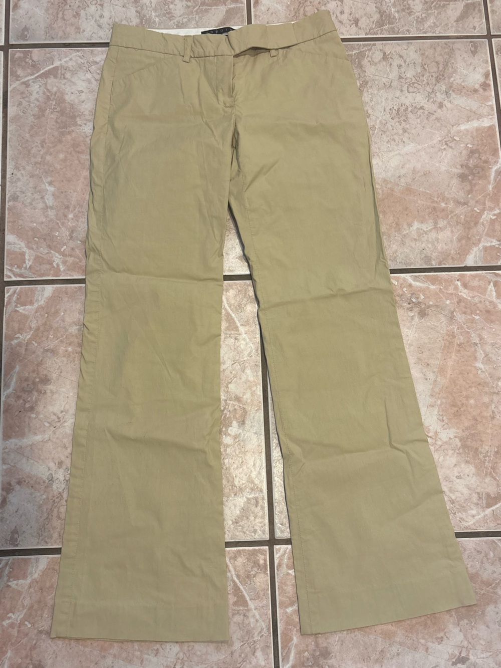 theory flare leg school uniform khaki business casual neutral low/mid rise